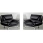 Ensemble de 2 fauteuils JONAH en cuir luxe italien, noir, Fauteuil 1 place
