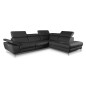 Canapé d'angle relax en 100% tout cuir épais de luxe italien avec relax électrique, 5/6 places KASTER, noir, angle droit