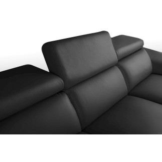Canapé d'angle relax en 100% tout cuir épais de luxe italien avec relax électrique, 5/6 places KASTER, noir, angle droit