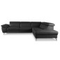 Canapé d'angle relax en 100% tout cuir épais de luxe italien avec relax électrique, 5/6 places KASTER, noir, angle droit