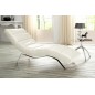 Chaise longue réglable multipositions, en cuir de luxe italien, SWEET, blanc cassé