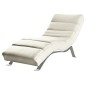Chaise longue réglable multipositions, en cuir de luxe italien, SWEET, blanc cassé