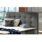 Ensemble boxspring complet tête de lit + sommiers + matelas + surmatelas INAYA de VENESETTI - tissu luxe gris foncé - 160x200 cm