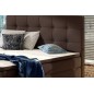 Ensemble boxspring complet tête de lit + sommiers + matelas + surmatelas INAYA de VENESETTI - simili cuir chocolat - 180x200 cm