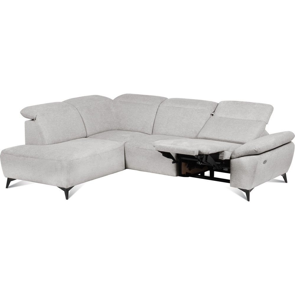 Canapé d'angle avec relax électrique en tissu Bellagio, gris, angle gauche Canapé d'angle avec relax électrique en tissu Bellagio, gris, angle gauche