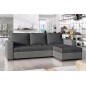 Canapé d'angle convertible - en tissu qualité gris foncé et gris clair, 4/5 places, avec coffre, angle droit (vu de face), NESTO