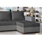 Canapé d'angle convertible - en tissu qualité gris foncé et gris clair, 4/5 places, avec coffre, angle droit (vu de face), NESTO