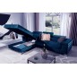 Canapé d'angle convertible en velours luxe 5 places, RICHARD, bleu, angle gauche