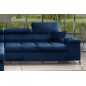 Canapé d'angle convertible en velours luxe 5 places, RICHARD, bleu, angle gauche