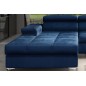 Canapé d'angle convertible en velours luxe 5 places, RICHARD, bleu, angle gauche