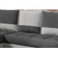 - Canapé d'angle convertible - ARTE - en tissu de qualité gris foncé et gris clair, 3/4 places, angle gauche (vu de face)