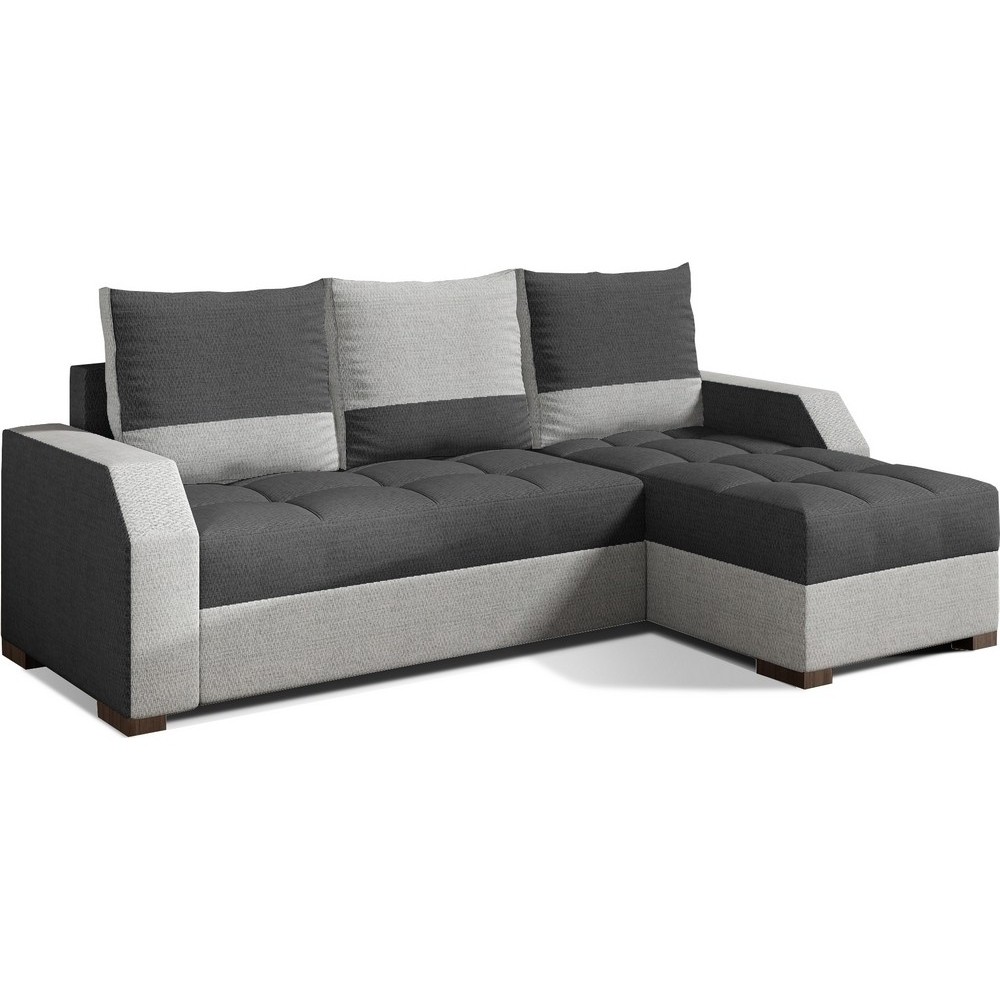 Canapé d'angle convertible - ARTE - en tissu de qualité - gris foncé et gris clair, 3/4 places, angle droit (vu de face)