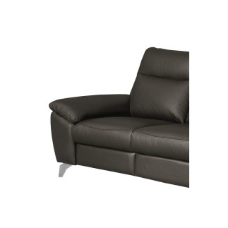 Canapé taille 2 places avec 2 relax en 100% tout cuir épais de luxe italien avec 2 relax électriques, PERINI, anthracite