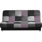 Canapé 3 places convertible - multicolore et mauve - en tissu de belle qualité, CAYENNE, Multicolore gris et noir et mauve