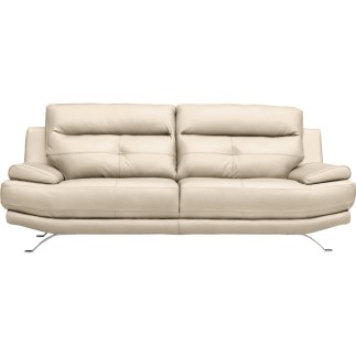 Canapé 3 places en 100% tout cuir épais italien vachette DEREK, couleur beige