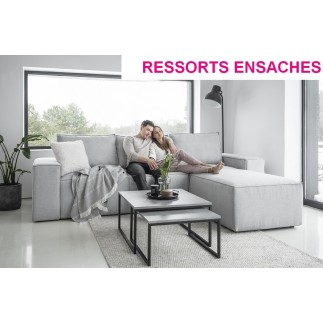 Canapé d'angle convertible - SIDNEY VELOURS - en velours Luxe - 5/6 places, gris clair, angle droit (vu de face)