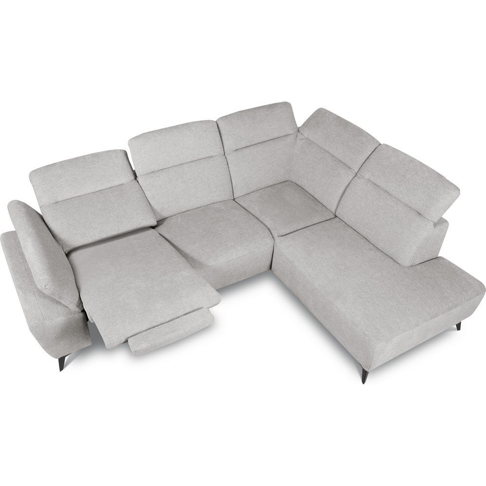 Canapé d'angle avec relax électrique en tissu Bellagio, gris, angle droit Canapé d'angle avec relax électrique en tissu Bellagio, gris, angle droit