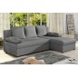 Canapé d'angle convertible - GILO - en tissu luxe 3/4 places, gris, angle droit (vu de face)