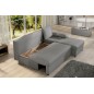 Canapé d'angle convertible - GILO - en tissu luxe 3/4 places, gris, angle droit (vu de face)