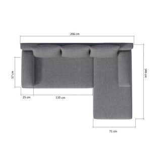 Canapé d'angle convertible - GILO - en tissu luxe 3/4 places, gris, angle droit (vu de face)