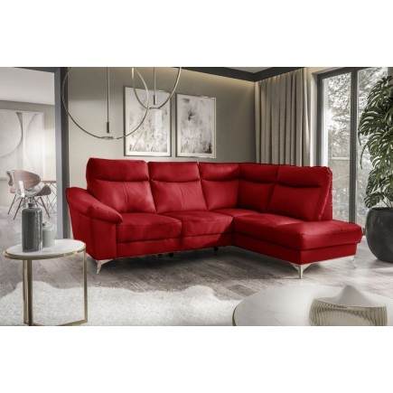 Canapé d'angle en cuir italien de luxe 5 places LUZINI rouge foncé, angle droit