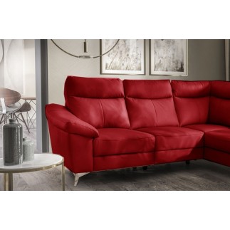 Canapé d'angle en cuir italien de luxe 5 places LUZINI rouge foncé, angle droit