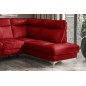 Canapé d'angle en cuir italien de luxe 5 places LUZINI rouge foncé, angle droit
