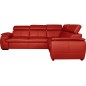 Canapé d'angle en 100% cuir de luxe italien , 5 places Cintia, couleur rouge foncé, angle droit