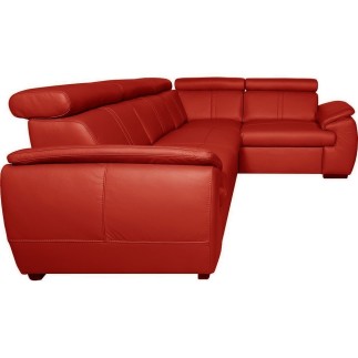 Canapé d'angle en 100% cuir de luxe italien , 5 places Cintia, couleur rouge foncé, angle droit