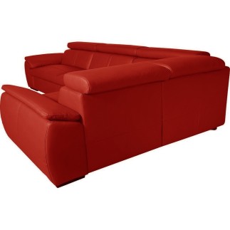 Canapé d'angle en 100% cuir de luxe italien , 5 places Cintia, couleur rouge foncé, angle droit