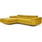 Canapé d'angle convertible ARMEL en tissu luxe 5 places, jaune moutarde, avec coffre, angle gauche (vu de face)