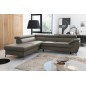 Canapé d'angle convertible en cuir italien de luxe 5/6 places FINLANDE avec coffre, taupe, angle gauche
