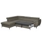 Canapé d'angle convertible en cuir italien de luxe 5/6 places FINLANDE avec coffre, taupe, angle gauche