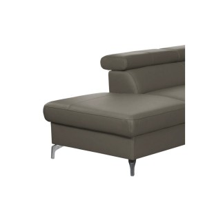 Canapé d'angle convertible en cuir italien de luxe 5/6 places FINLANDE avec coffre, taupe, angle gauche