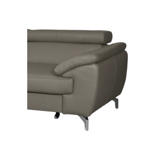 Canapé d'angle convertible en cuir italien de luxe 5/6 places FINLANDE avec coffre, taupe, angle gauche