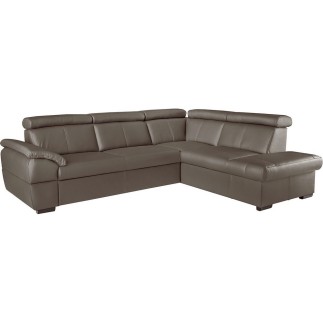 Canapé d'angle en cuir italien de luxe 5/6 places TONUS, taupe, angle droit
