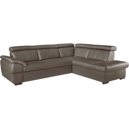 Canapé d'angle en cuir italien de luxe 5/6 places TONUS, taupe, angle droit