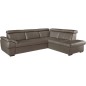 Canapé d'angle en cuir italien de luxe 5/6 places TONUS, taupe, angle droit