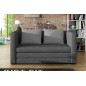 Canapé 2 places convertible - Gris foncé et coussins gris - en tissu de qualité luxe, NELSON