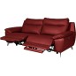 Canapé 3 places avec 2 relax en 100% tout cuir épais de luxe italien avec 2 relax électriques, PERINI, rouge foncé