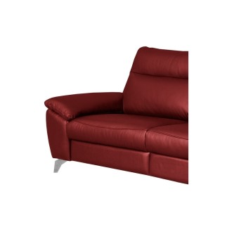 Canapé 3 places avec 2 relax en 100% tout cuir épais de luxe italien avec 2 relax électriques, PERINI, rouge foncé