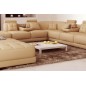 Canapé d'angle en cuir 7/8 places ELIXIR, beige, angle gauche