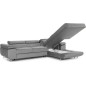 Canapé d'angle convertible ARMEL en velours luxe 5 places, couleur gris, avec coffre, angle droit (vu de face)
