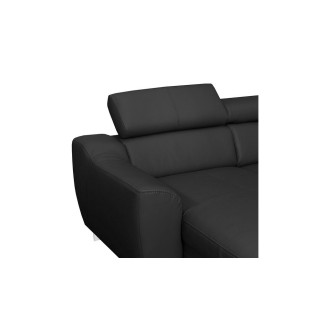 Canapé d'angle convertible en cuir italien de luxe 7/8 places ASTON, noir, angle droit