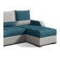 Canapé d'angle convertible - ARTE - en tissu de qualité - turquoise et gris, 3/4 places, angle droit (vu de face)