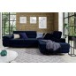 Canapé d'angle convertible en tissu velours luxe 5 places, ANNECY VELOURS, couleur bleu foncé, angle droit (vu de face)