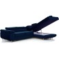 Canapé d'angle convertible en tissu velours luxe 5 places, ANNECY VELOURS, couleur bleu foncé, angle droit (vu de face)