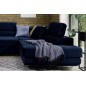 Canapé d'angle convertible en tissu velours luxe 5 places, ANNECY VELOURS, couleur bleu foncé, angle droit (vu de face)