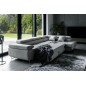 Canapé d'angle convertible en tissu velours luxe 5 places, ANNECY VELOURS, couleur gris clair, angle droit (vu de face)