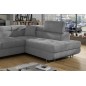 Canapé d'angle convertible en tissu velours luxe 5 places, ANNECY VELOURS, couleur gris clair, angle droit (vu de face)